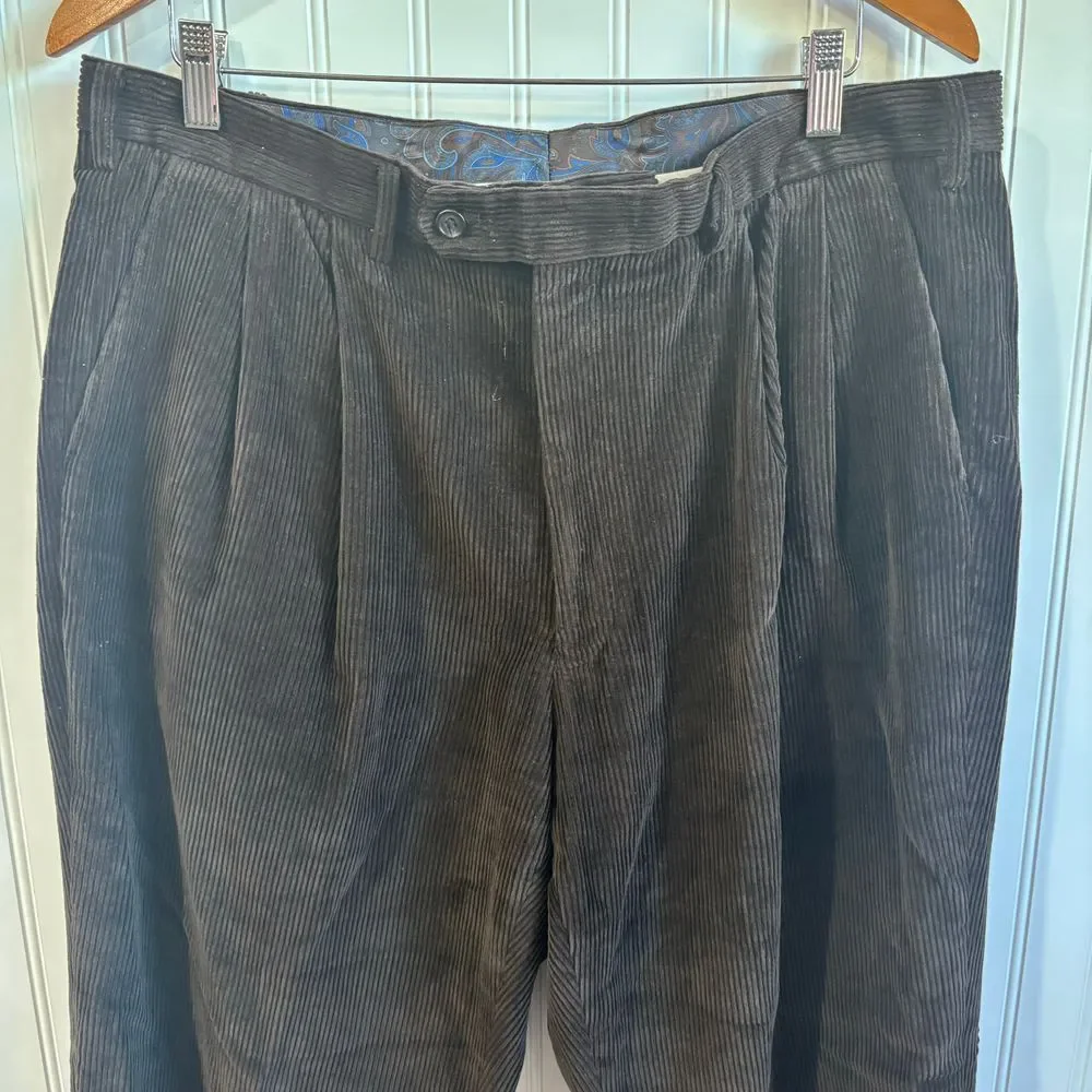 Lauren Ralph Lauren‎ Mens Corduroy Pleated Dress Pants Classic Fit Brown 36x33